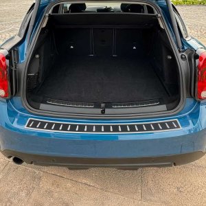 MINI COOPER COUNTRYMAN Rear Bumper Sill Cover - Omac - S.Steel + Carbon Foiled - Gloss Silver - 2017